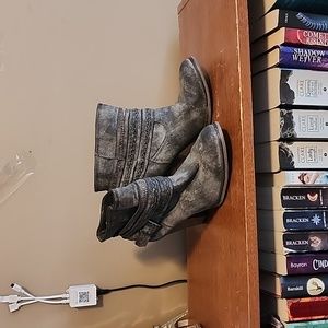 Grey heeled ankle boots